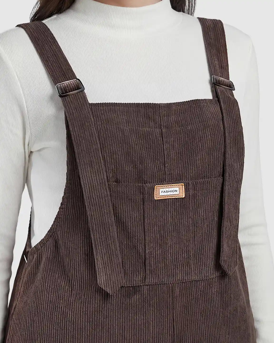 Knitted Belly Support Adjustable Corduroy Maternity Jumpsuit