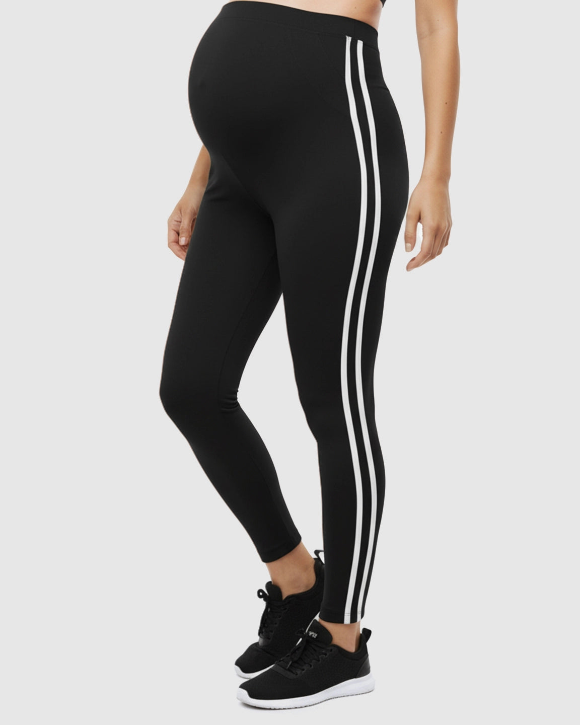 Side Striped Sporty Maternity Leggings