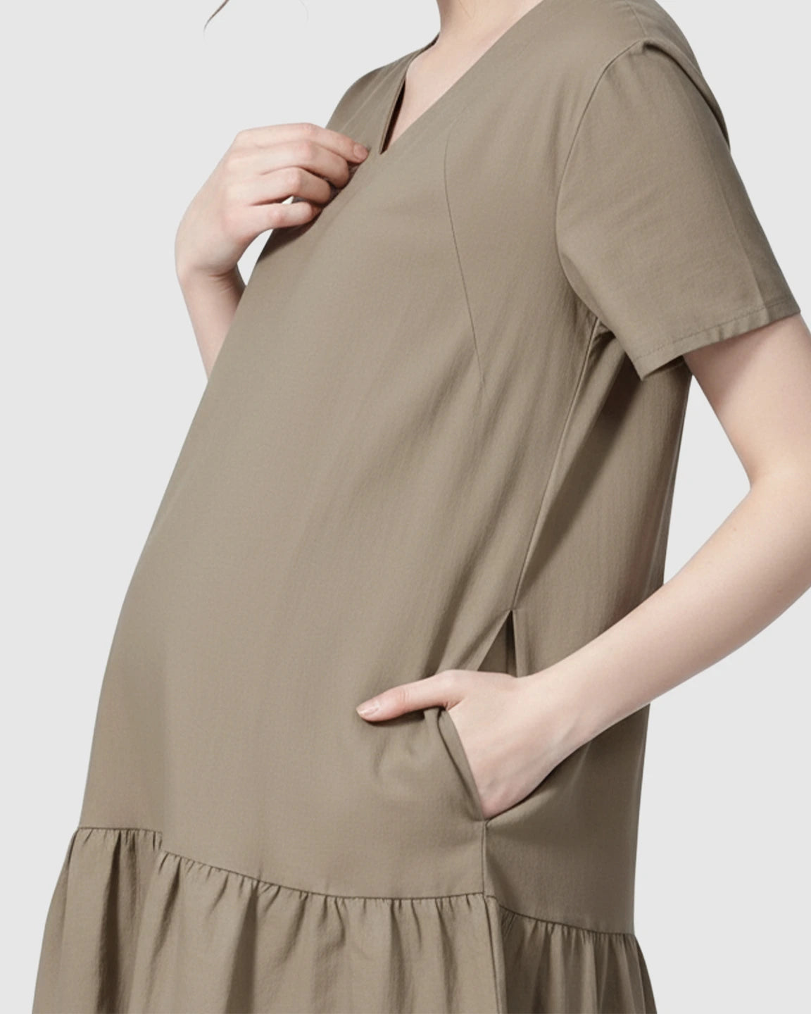 Ruffled Hem A-line Maternity & Nursing Dress