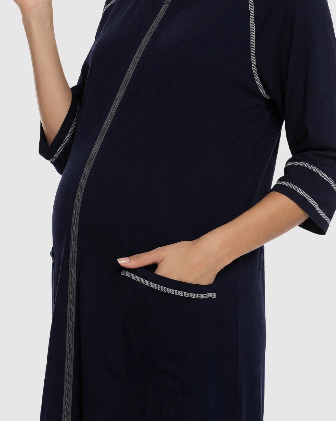 Front Zipper Loose Fit Maternity & Nursing Dress