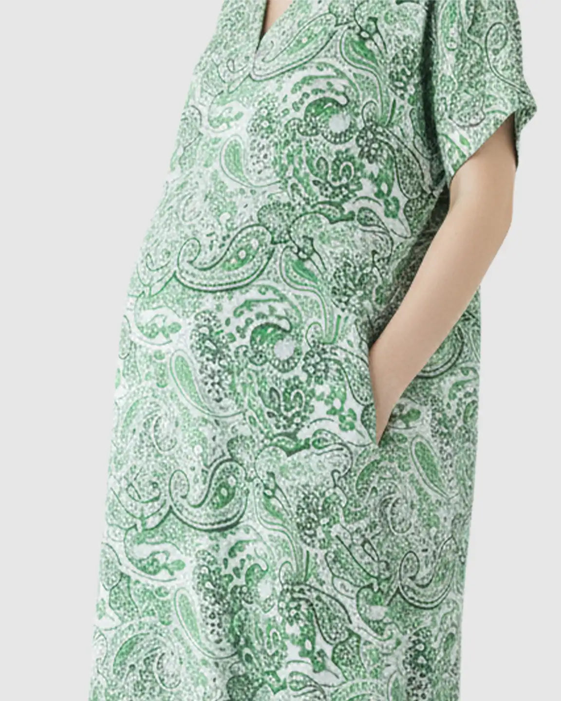 V-neck Ethnic Floral Print Maternity Maxi Dress