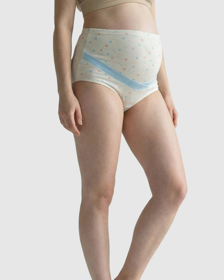 High-Waisted Geometric Pattern Maternity Underwear