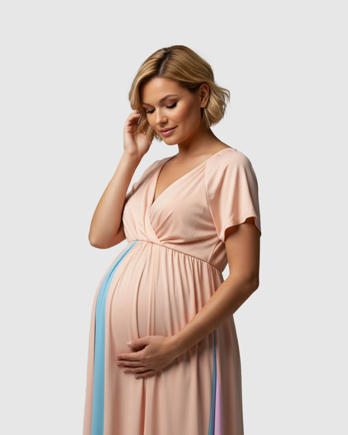 Gradient Colorblock Flowy Maternity Photoshoot Gown