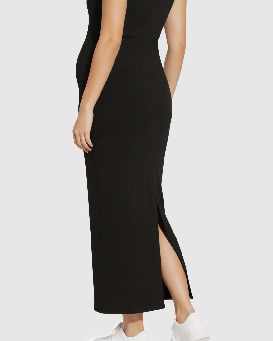 Boat-Neck Bodycon Maternity Maxi Dress