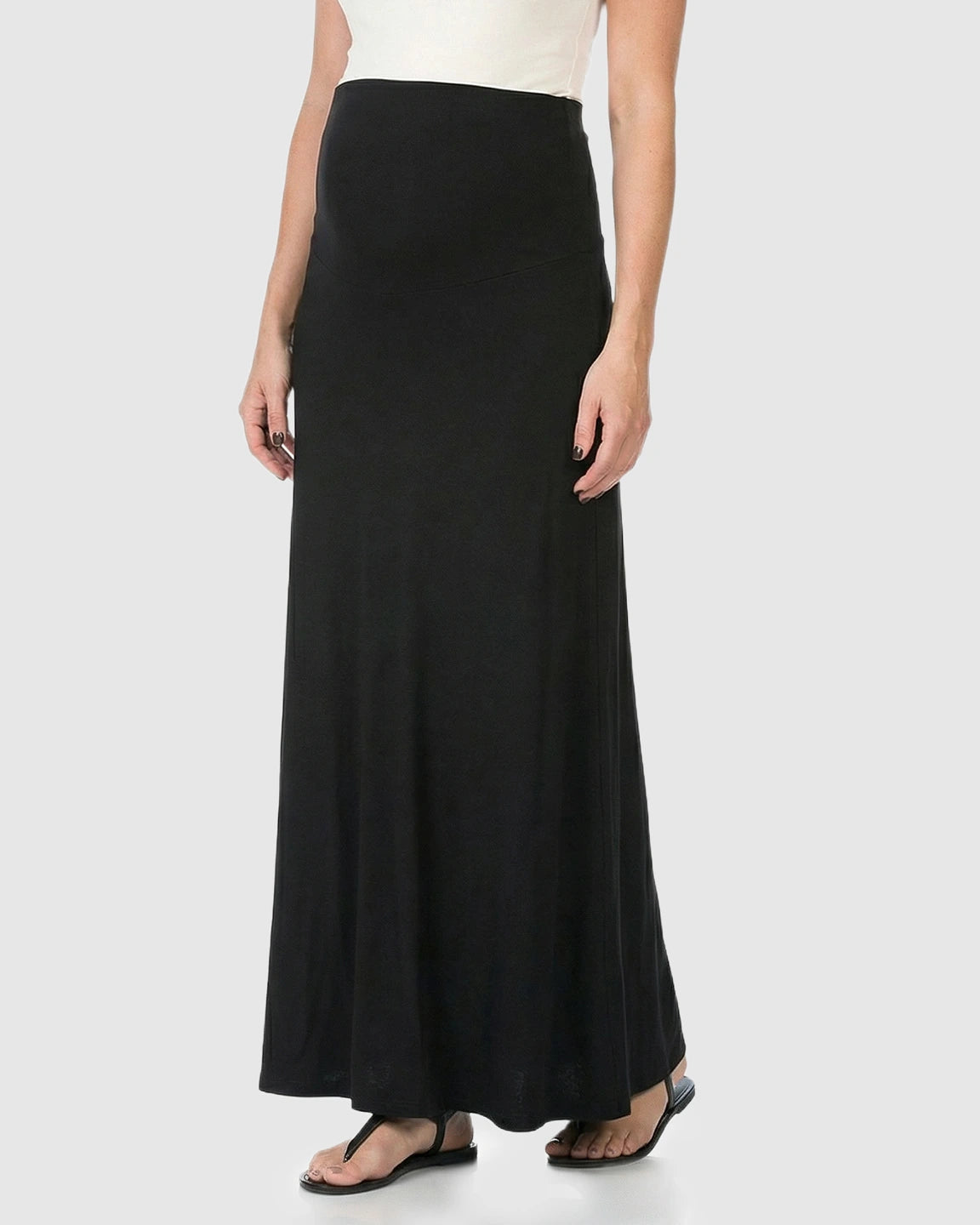 Full-Panel Waistband Flowing Maternity Maxi Skirt