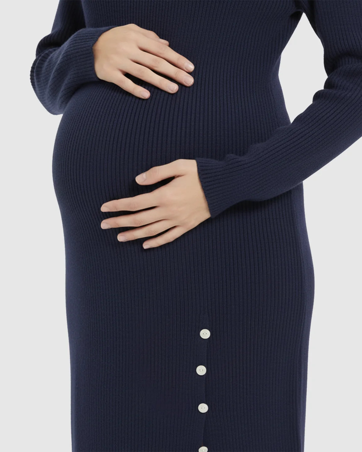 Long-Sleeve Bodycon Maternity Sweater Midi Dress