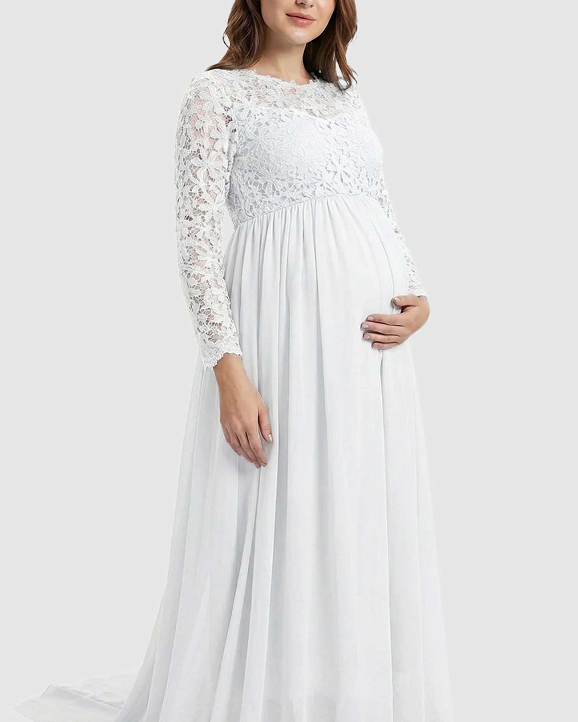 Lace Bodice Trailing Skirt Maternity Photoshoot Gown