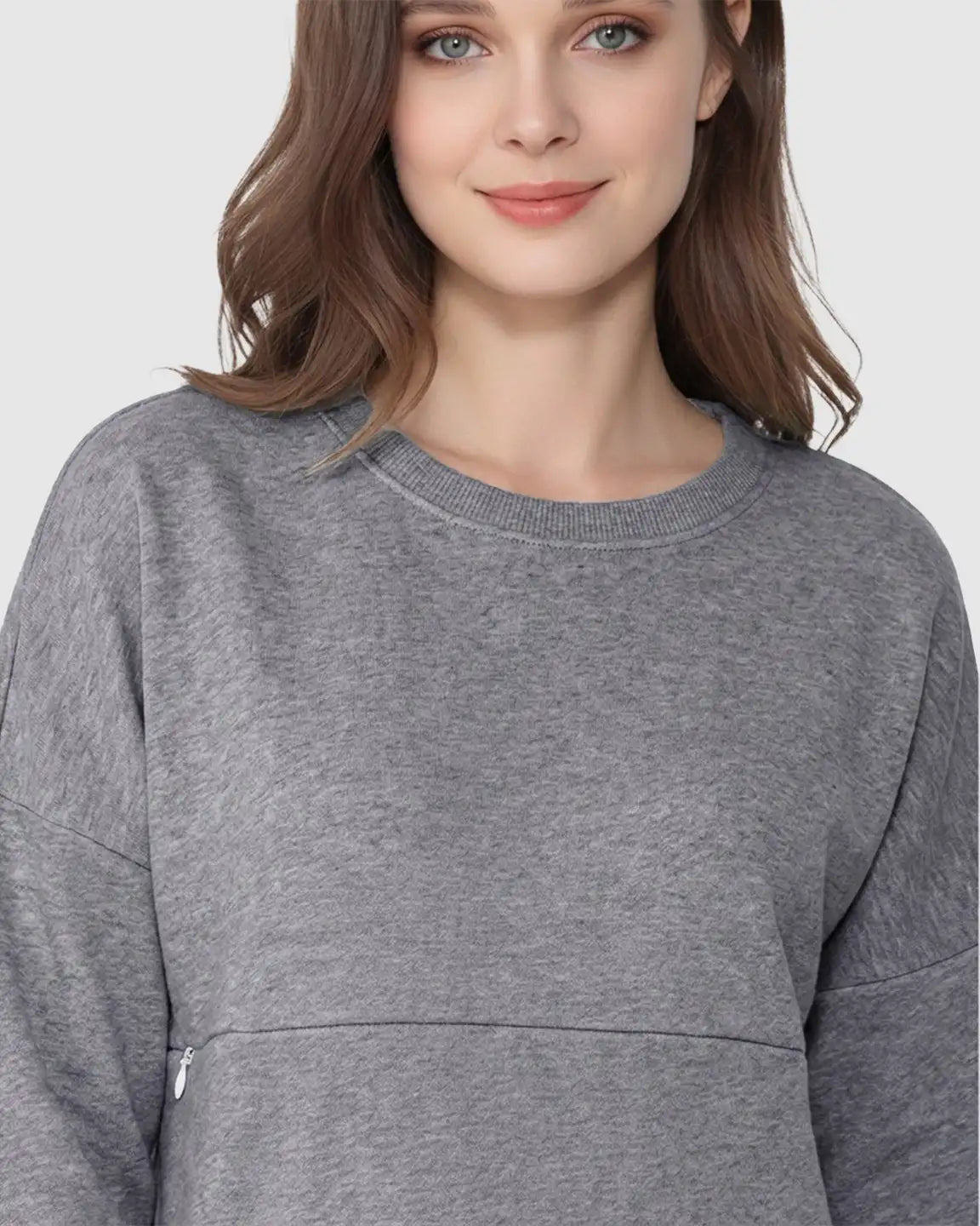 Discreet Zipper Nursing Access Casual Maternity Top