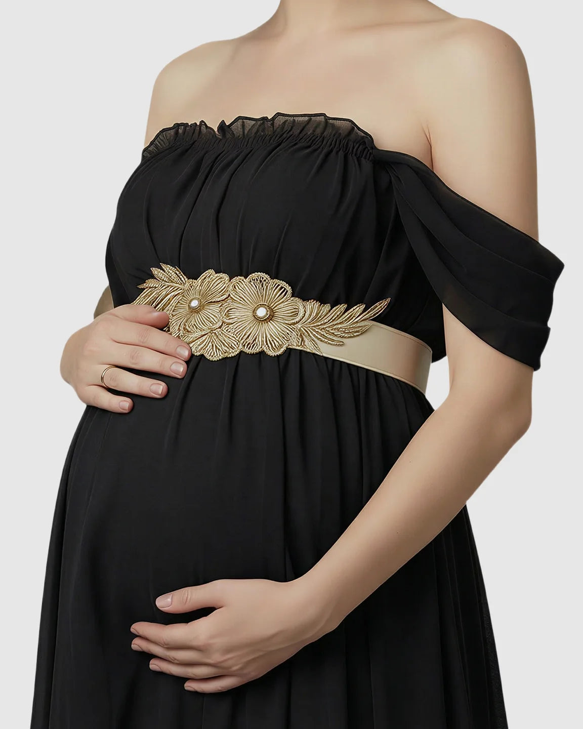 Chiffon Flowing Off Shoulder Maternity Photoshoot Gown