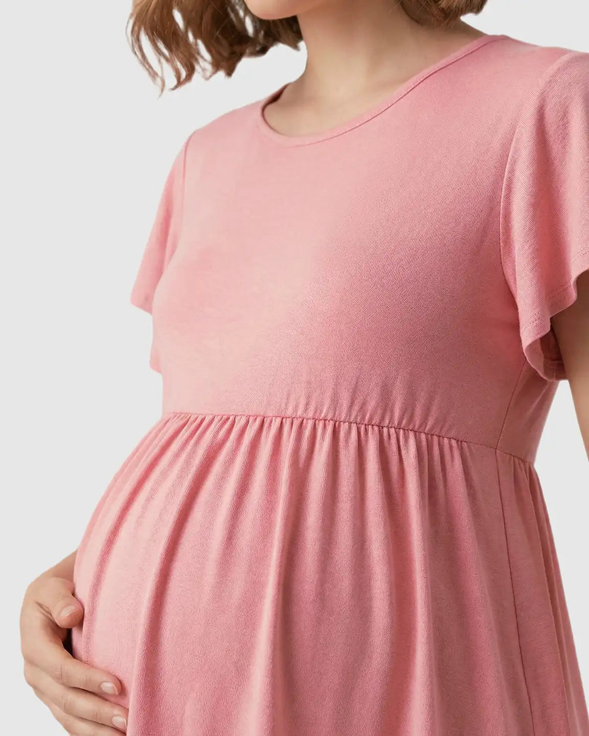 Gathered Ruffle-Sleeve Maternity