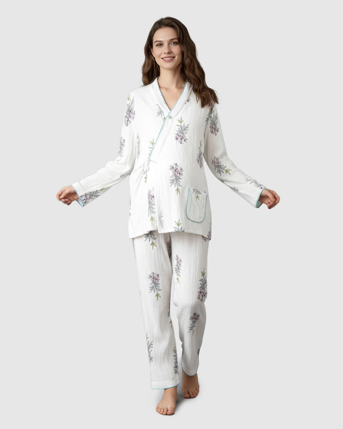 Cotton-Muslin Japanese-Style Maternity Sleepwear Set