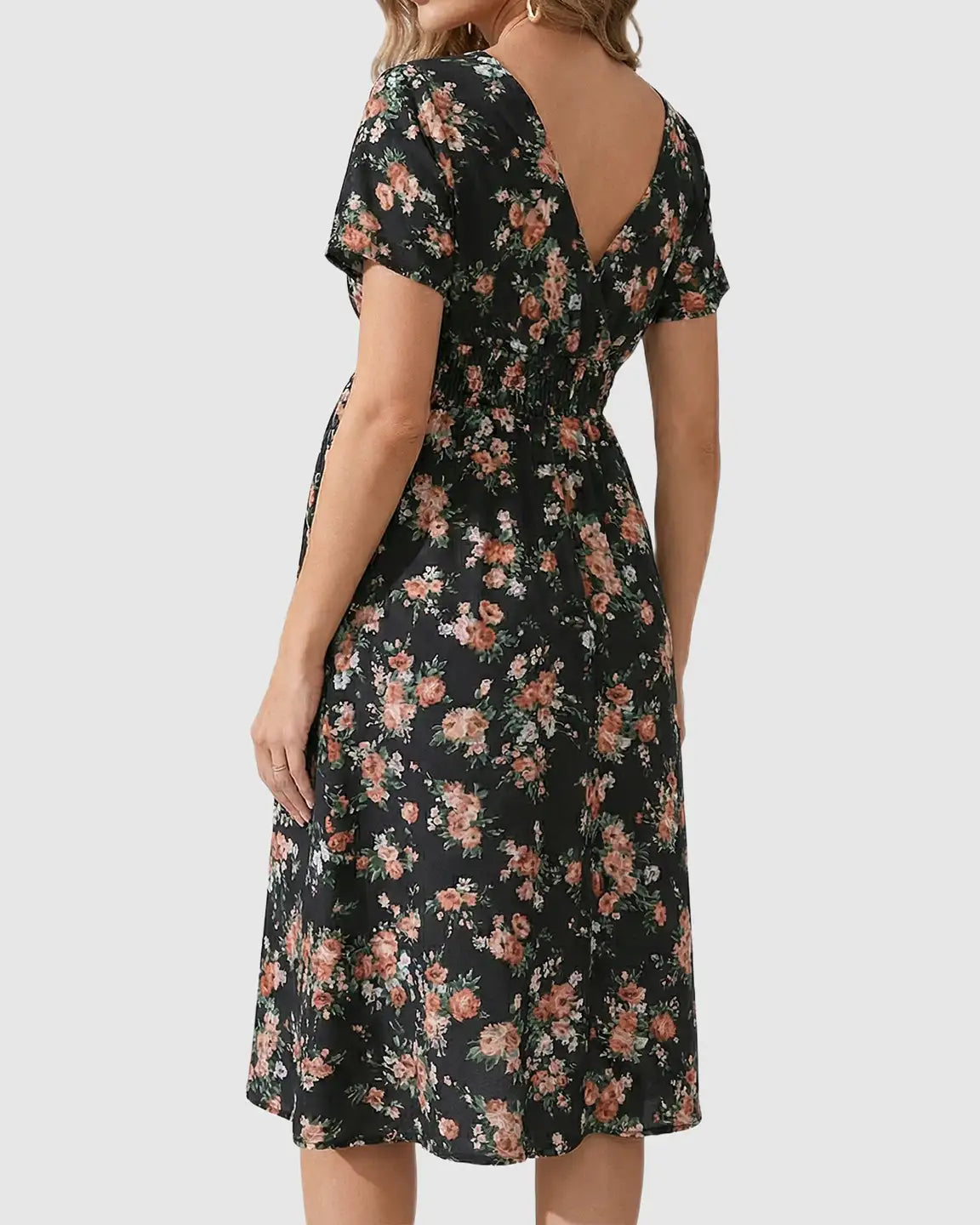 Stretch-Waist A-Line Maternity Midi Dress