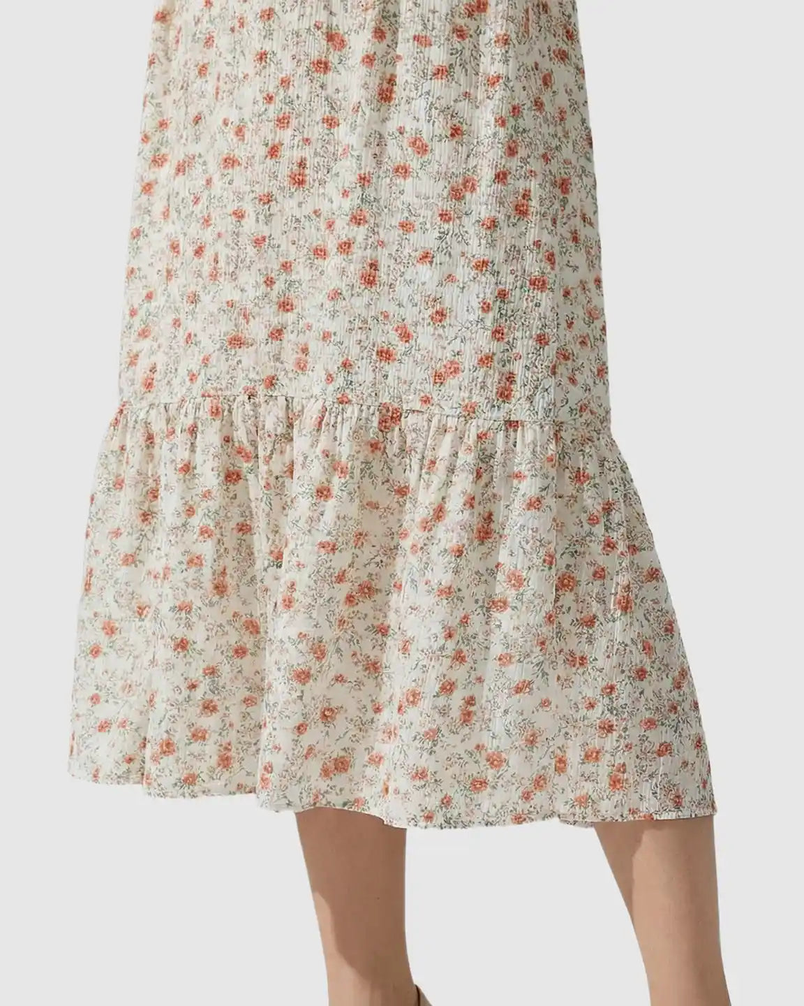 Smocked Boho Style Maternity Midi Dress