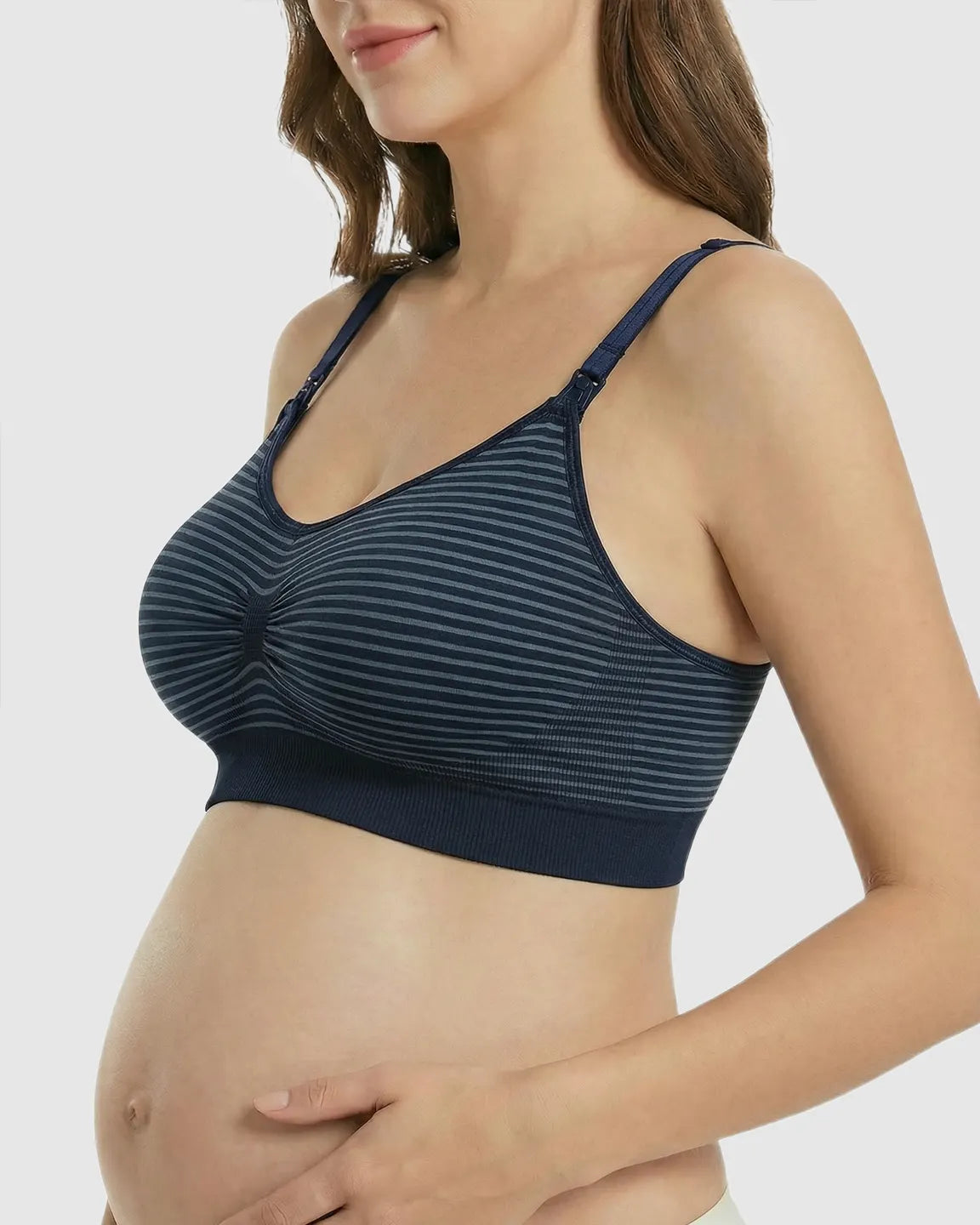Seamless Striped Wireless Nursing Bra