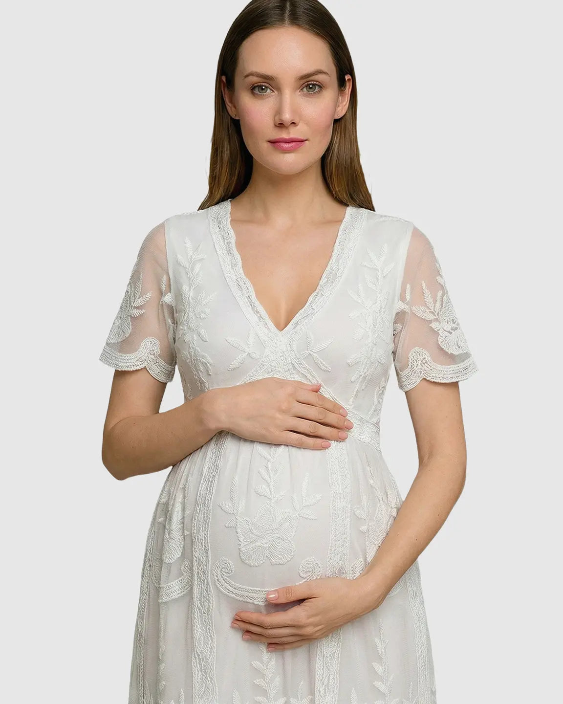 Lace Swing Maternity Midi Dress