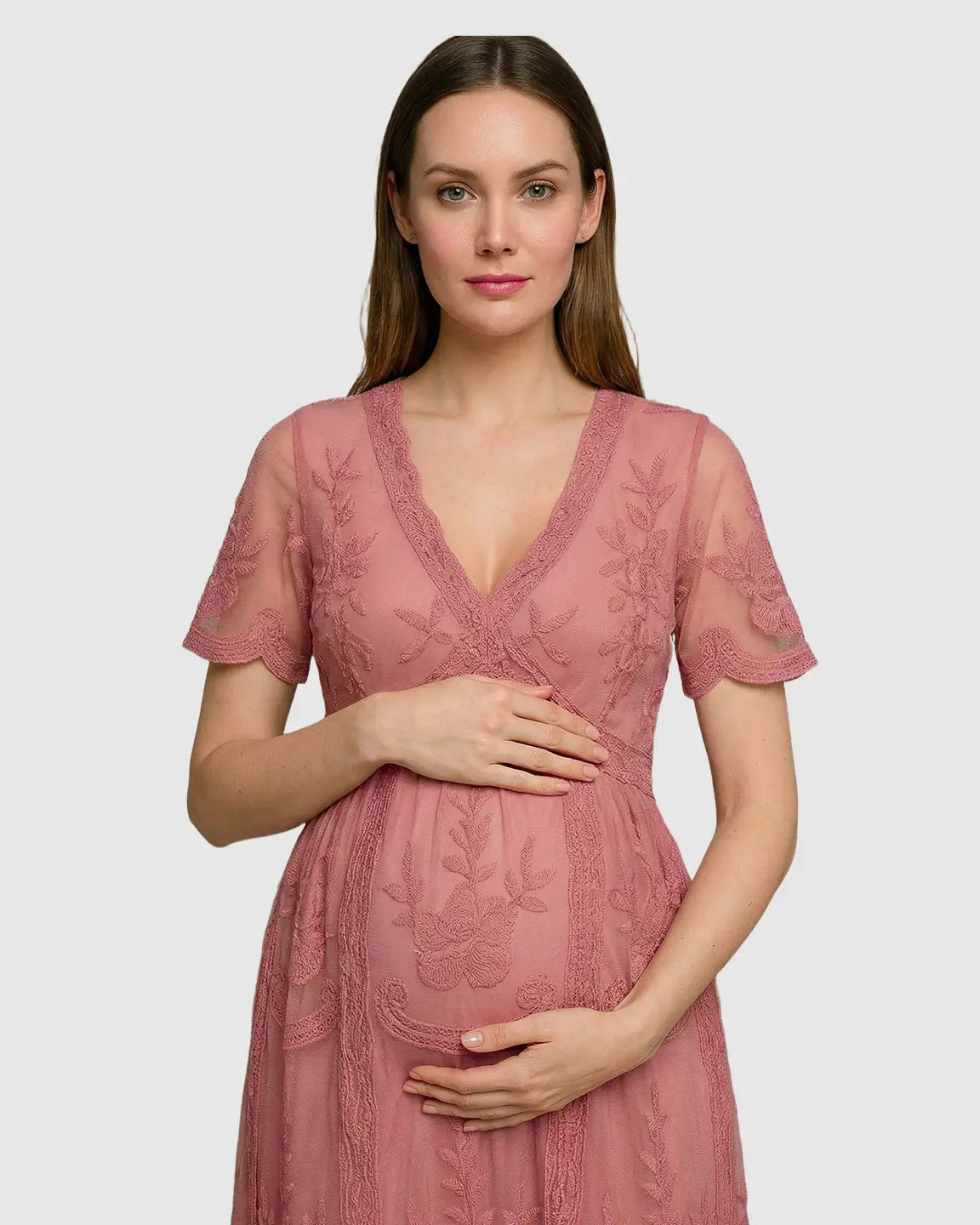 Lace Swing Maternity Midi Dress