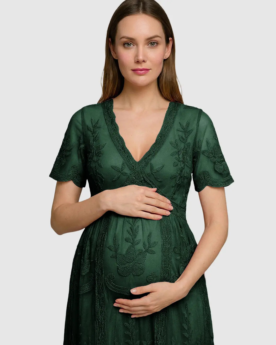 Lace Swing Maternity Midi Dress