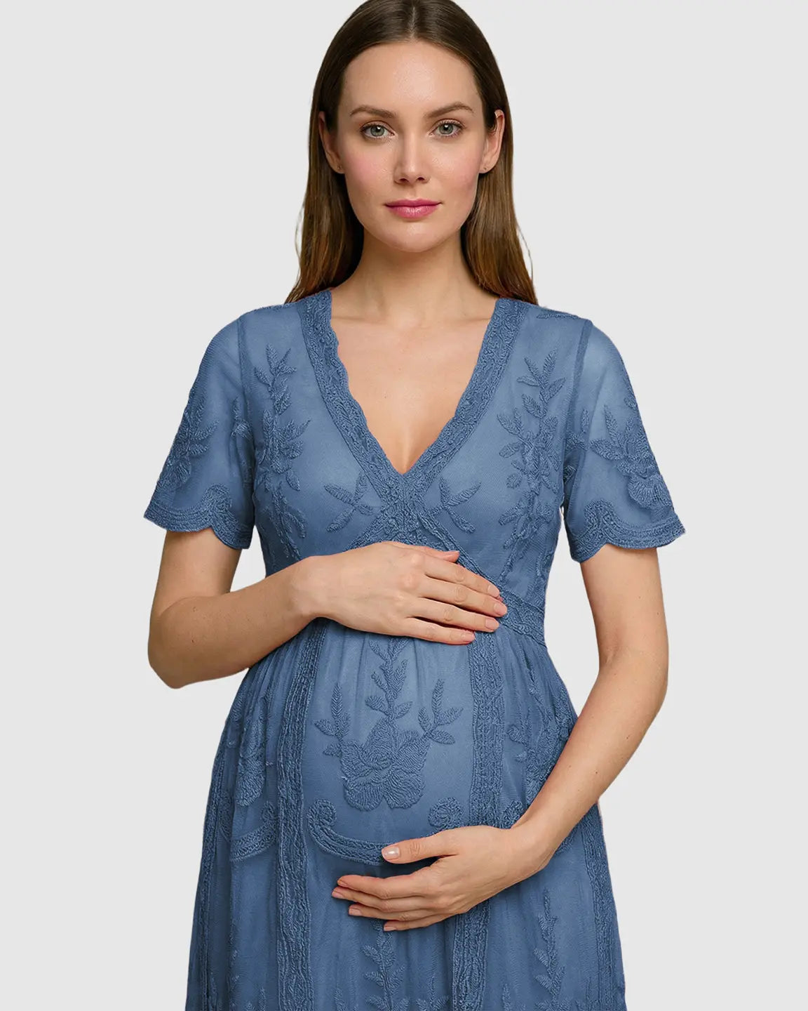 Lace Swing Maternity Midi Dress