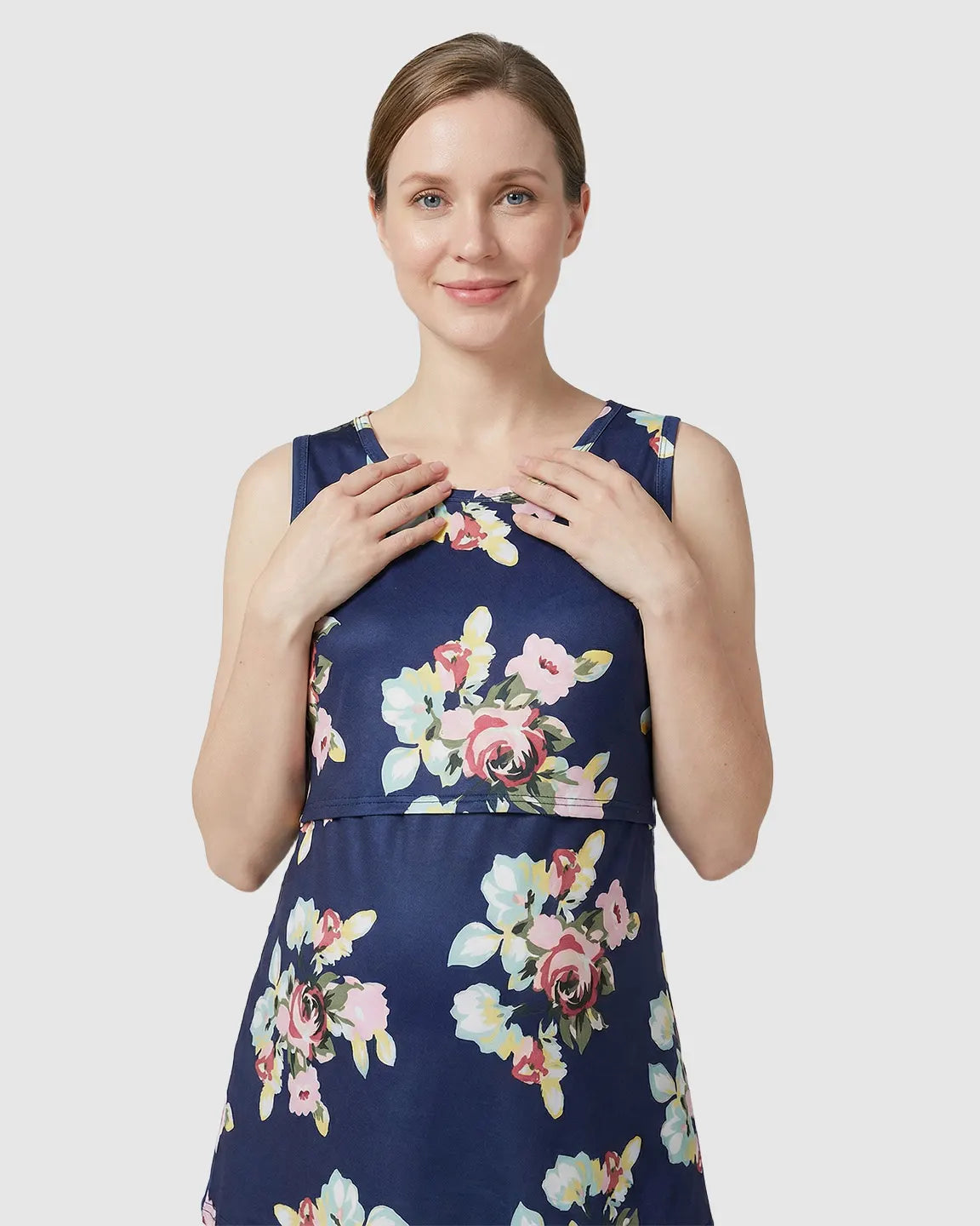 Sleeveless Floral Nursing Maternity Top