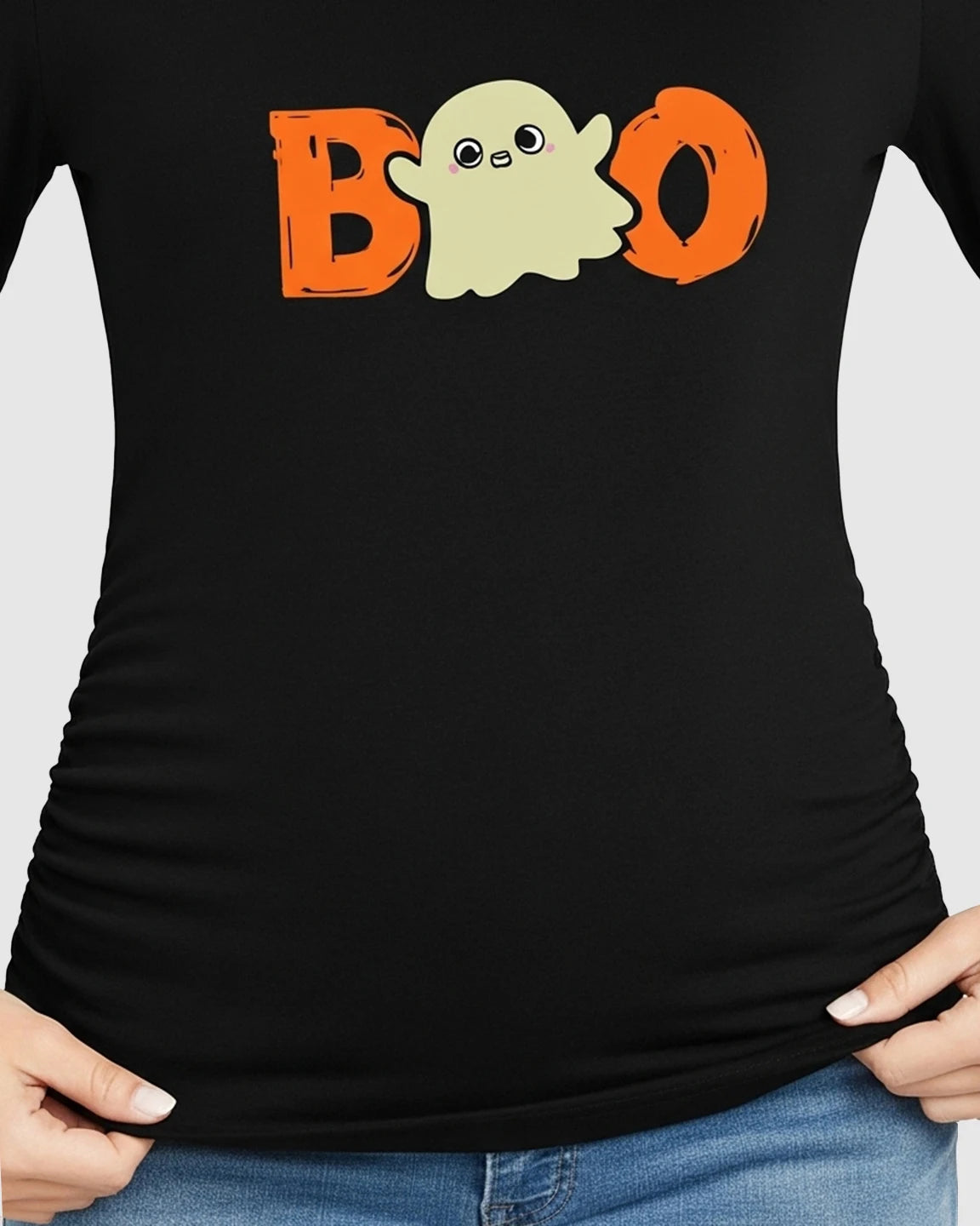 Side Ruched Fitted Long Sleeve Maternity Top