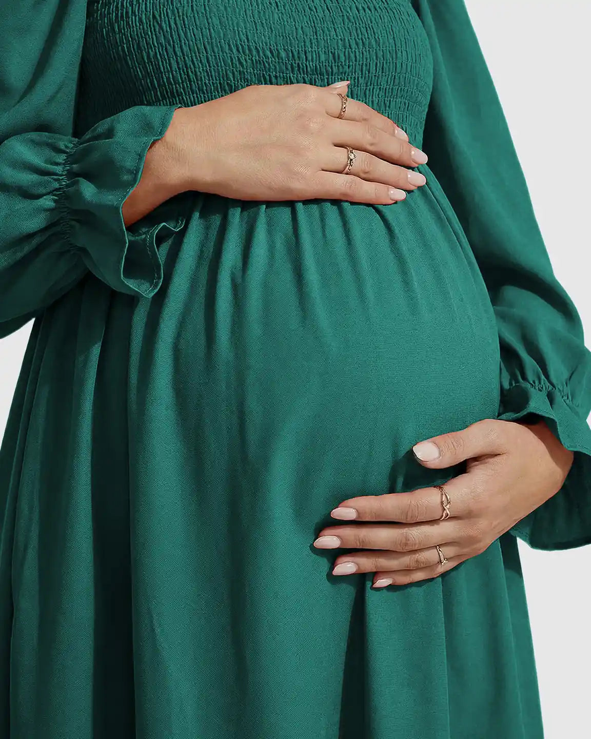 Ruffled Square-Neck Babydoll Maternity Maxi Dress