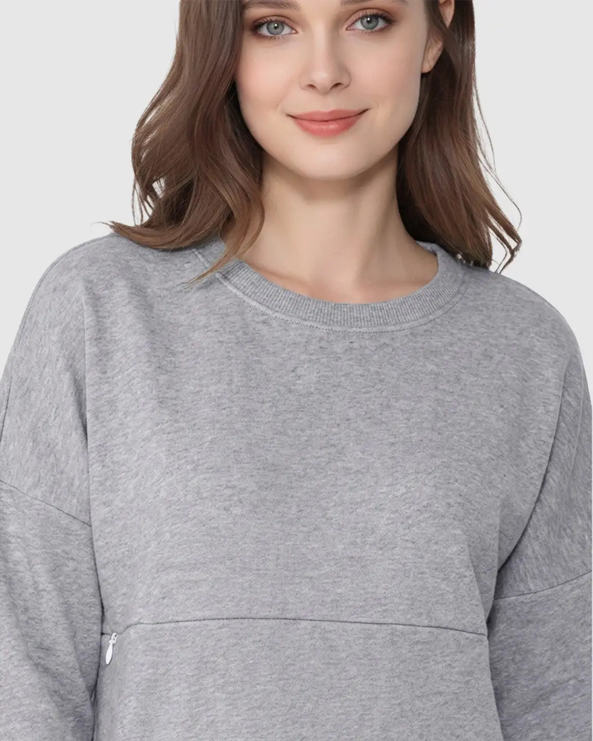 Discreet Zipper Nursing Access Casual Maternity Top