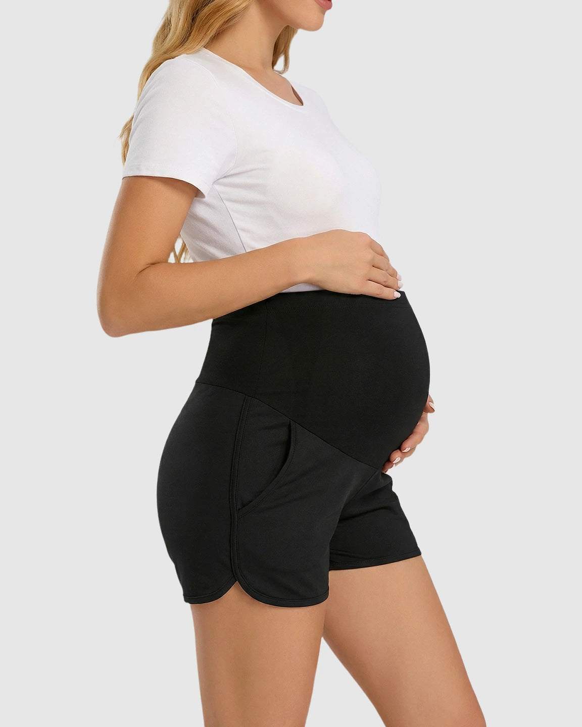 Contrast Trim Sporty Maternity Shorts