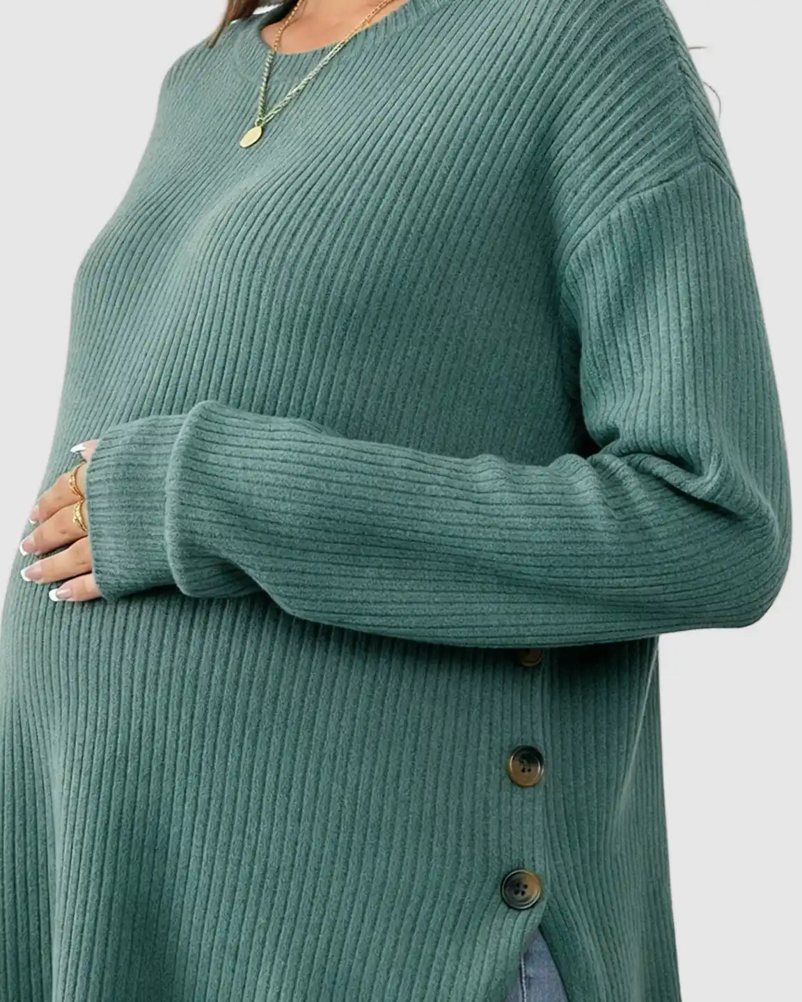 Round Neck Long Sleeve Casual Maternity Sweatshirt