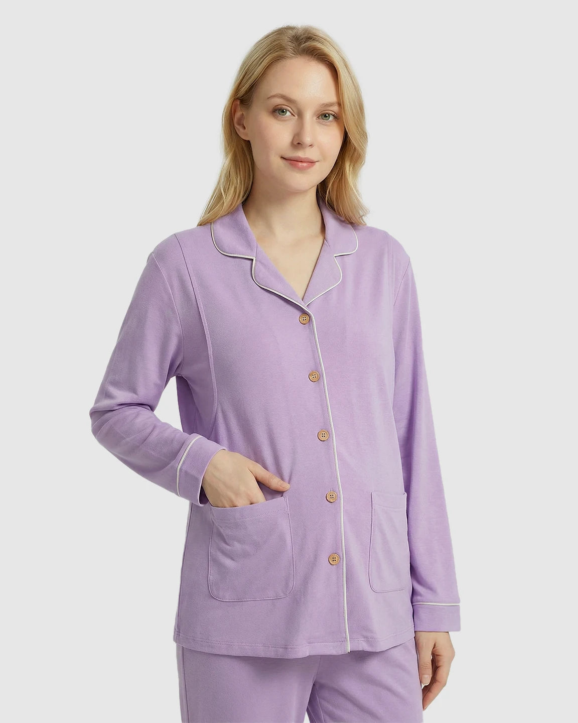 Notch Collared Loose Fit Maternity Sleepwear