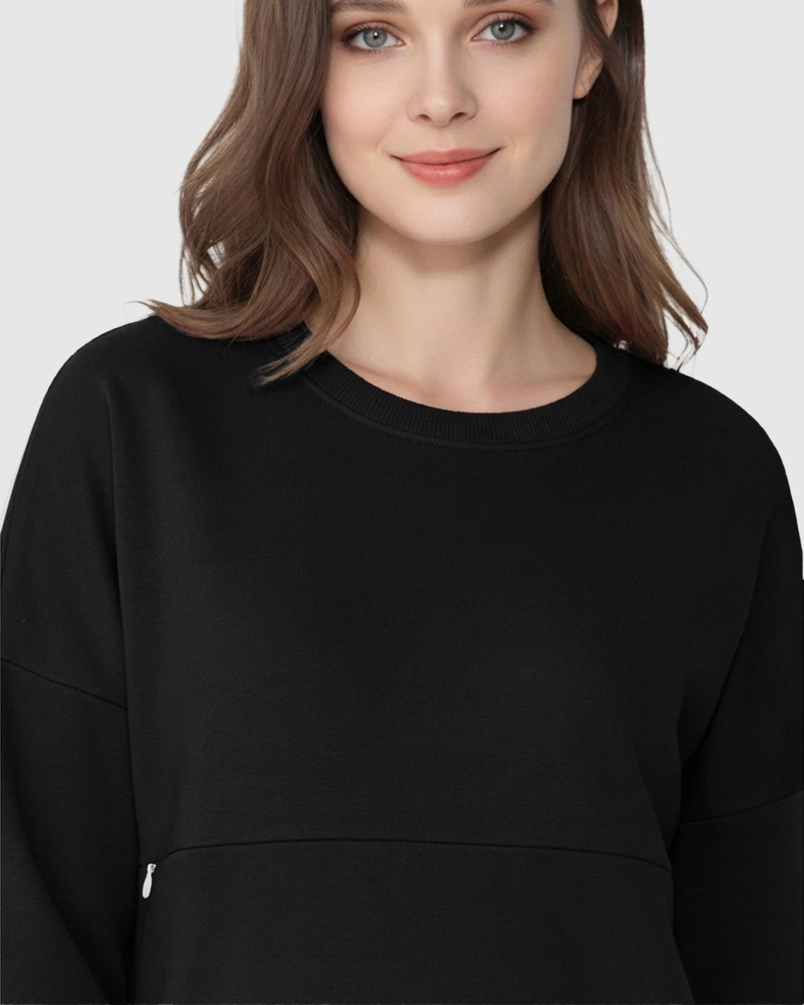 Discreet Zipper Nursing Access Casual Maternity Top