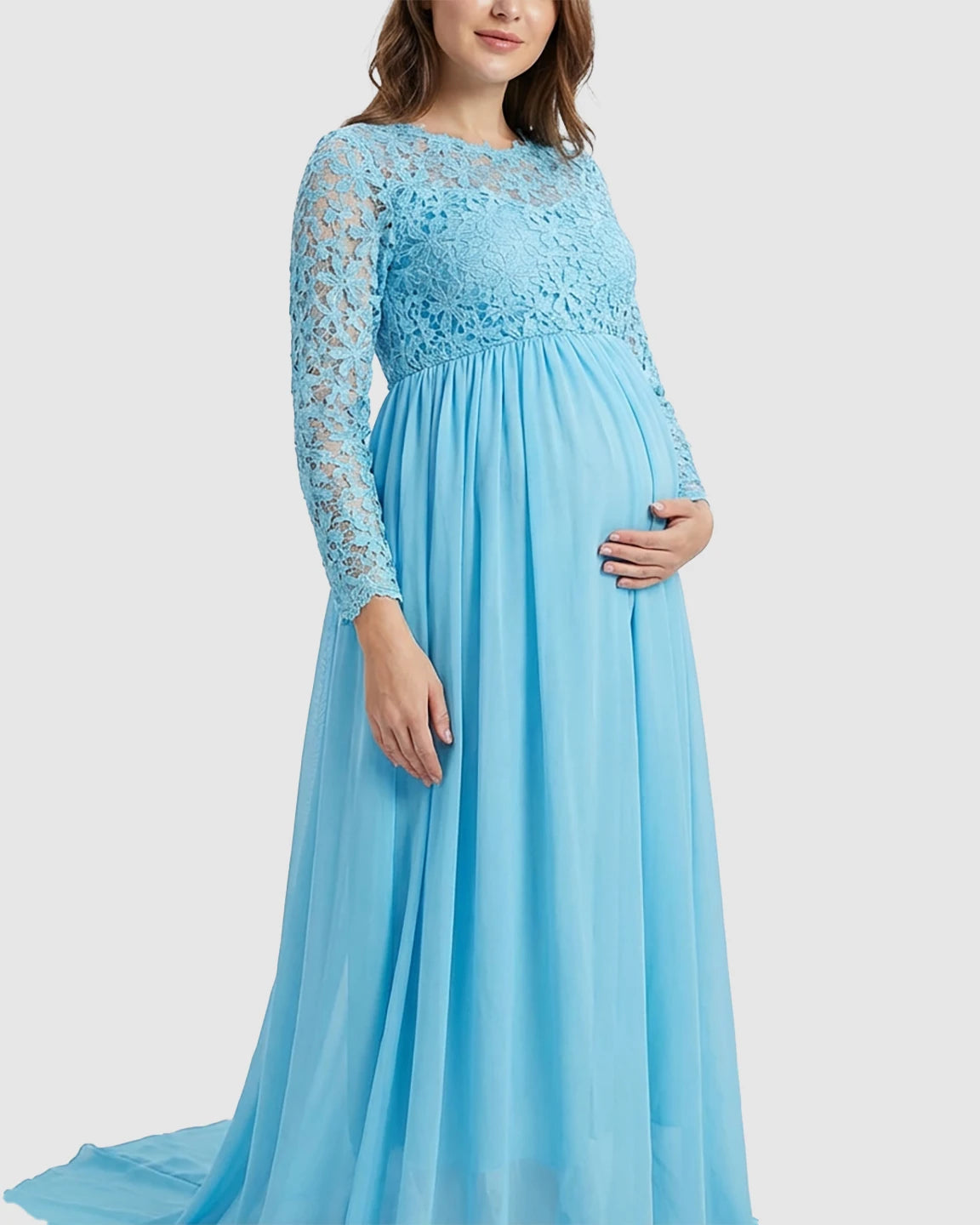 Lace Bodice Trailing Skirt Maternity Photoshoot Gown