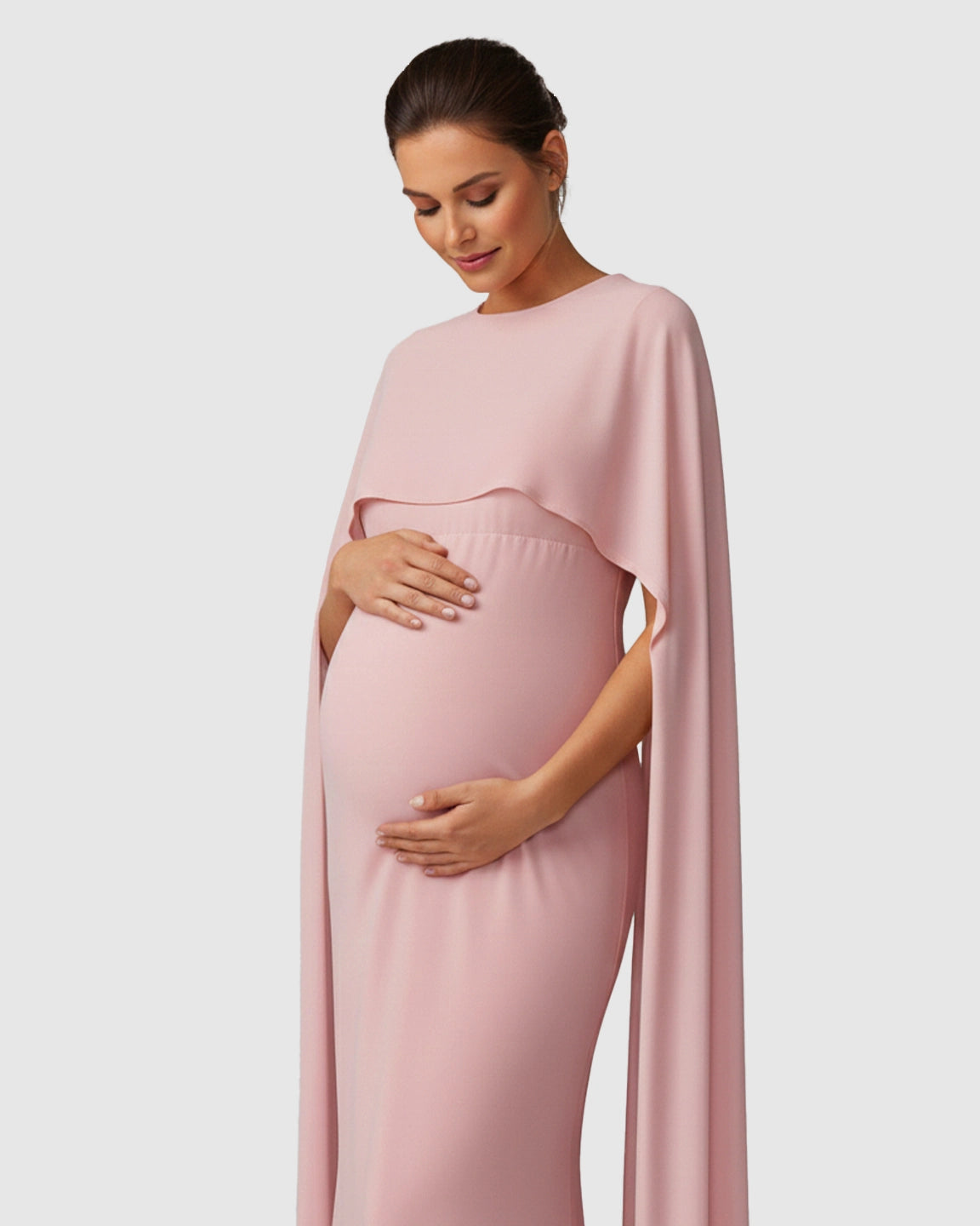 Waterfall Sleeves Mermaid Fit Maternity Evening Gown