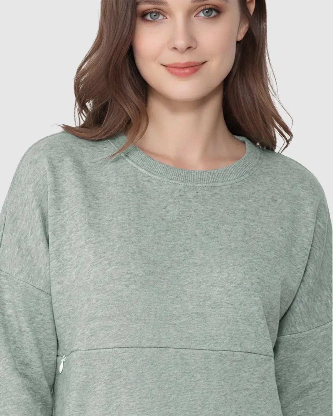 Discreet Zipper Nursing Access Casual Maternity Top