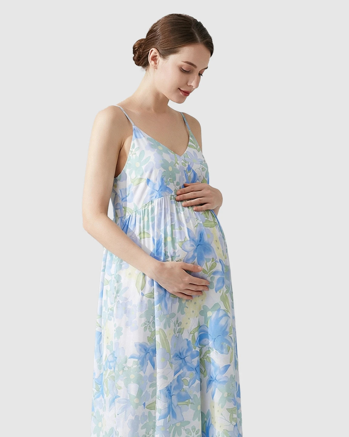 Floral Print Empire Waist Maternity Nightgown