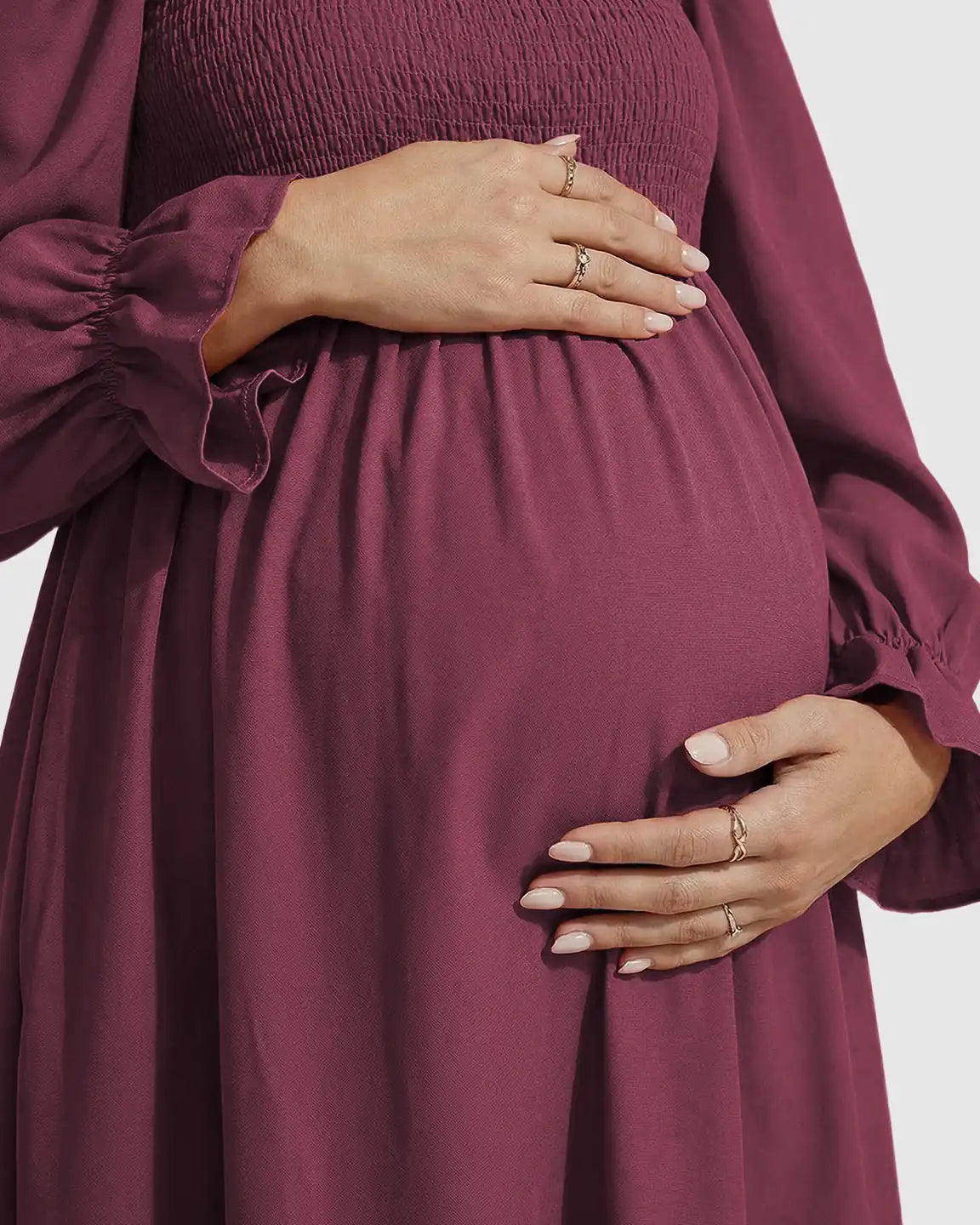 Ruffled Square-Neck Babydoll Maternity Maxi Dress