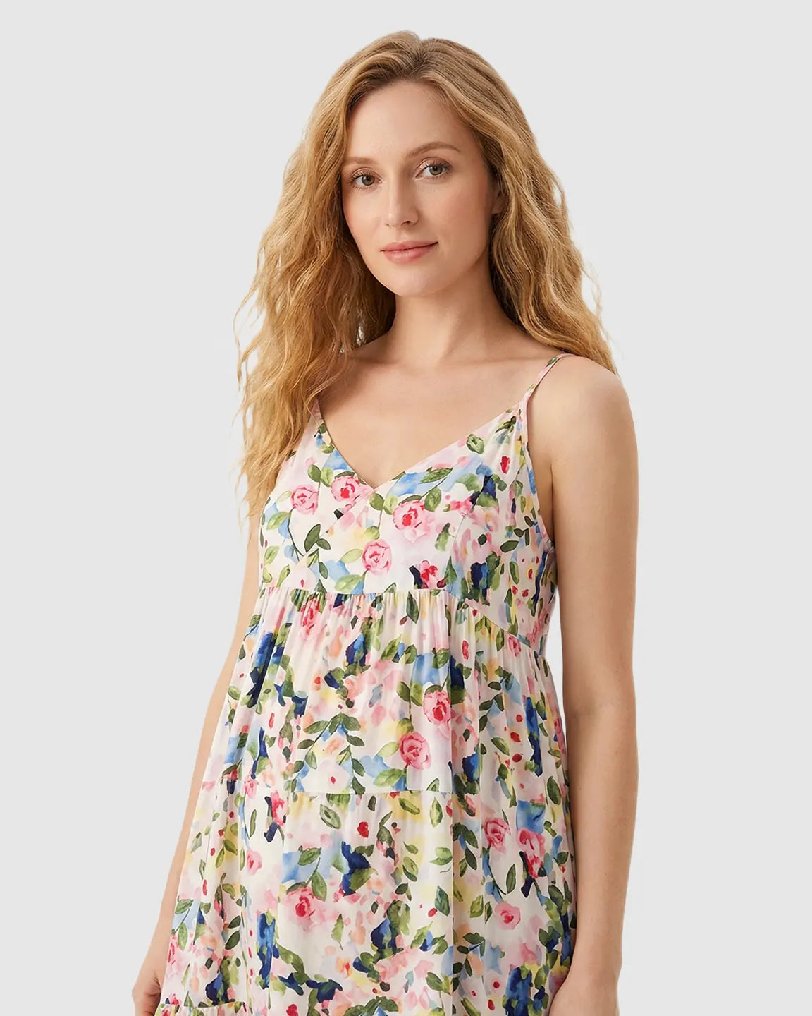 Sleeveless Rose Print Maternity Nightdress