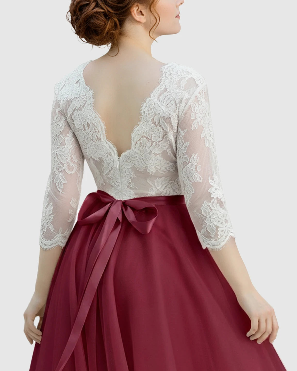 V-Back Bow Two-Tone Formal Maternity Gown