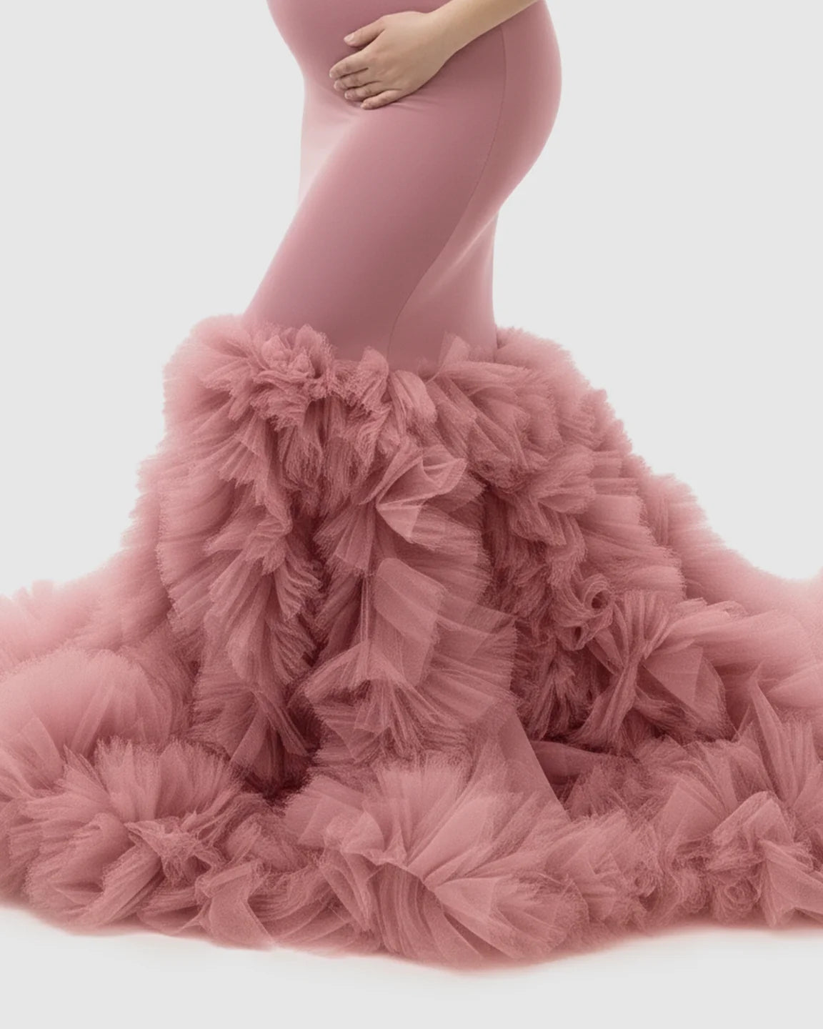 Tulle Train Mermaid Silhouette Maternity Gown