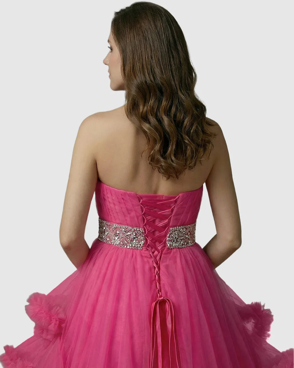 Strapless Bodice Multi-Layered Ruffled Skirt Maternity Photoshoot Dress