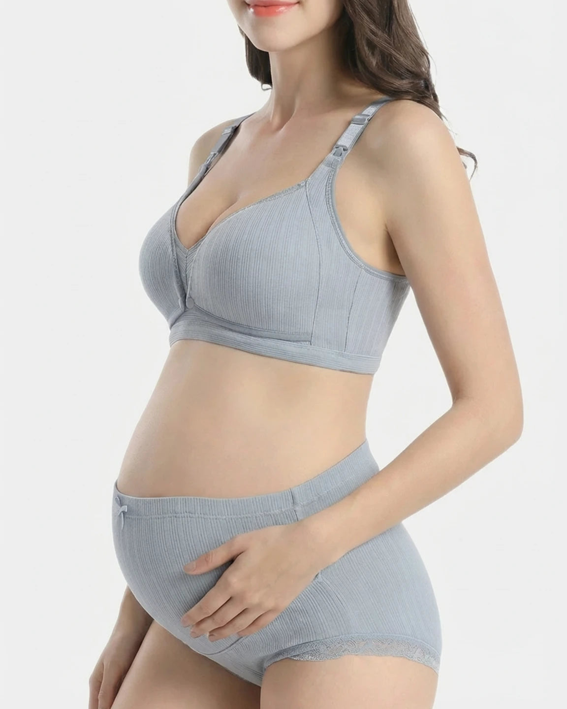 Wire-Free Breathable High-Waist Maternity Nursing Bra & Panty Set