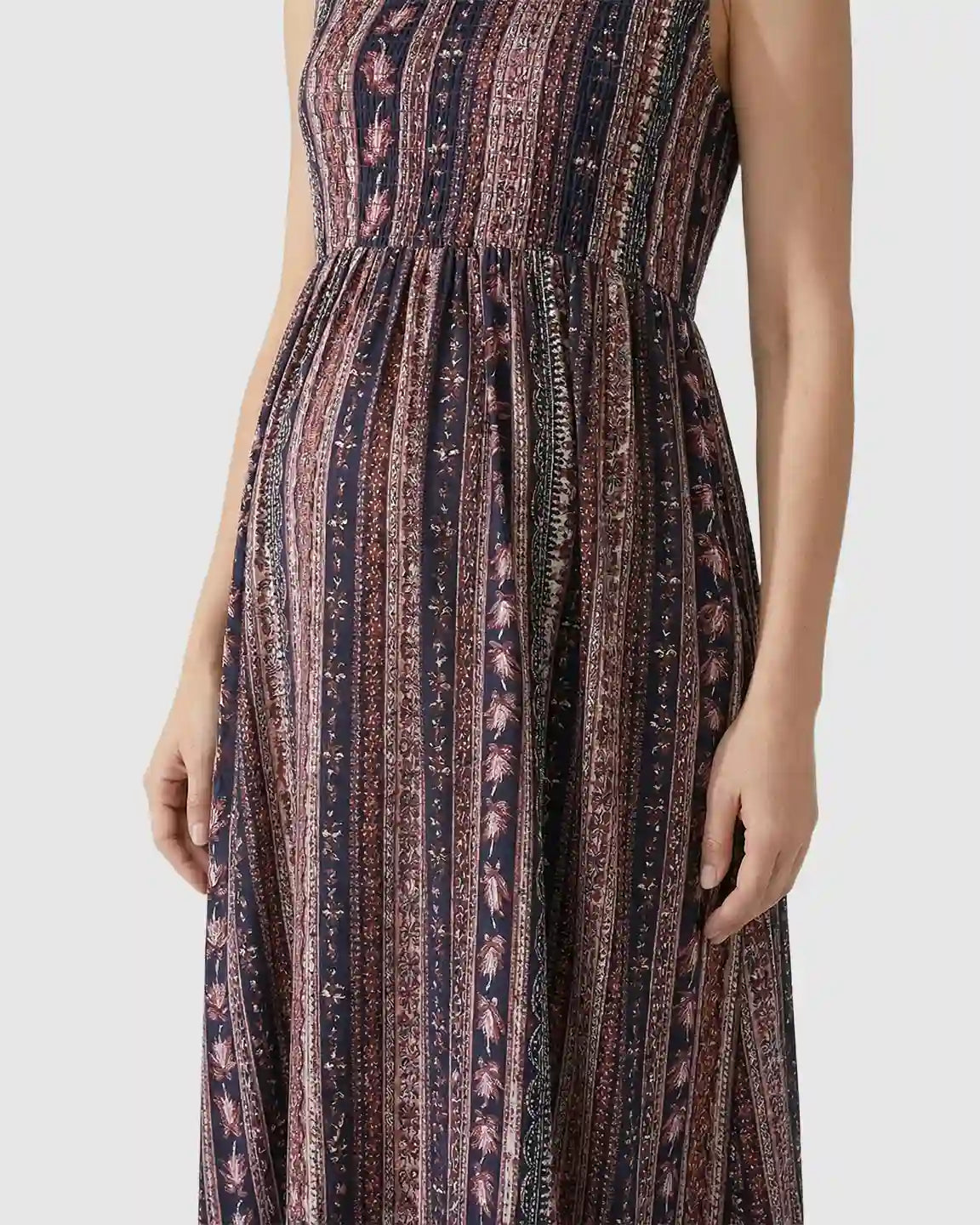 Sleeveless A-line Maternity Midi Dress