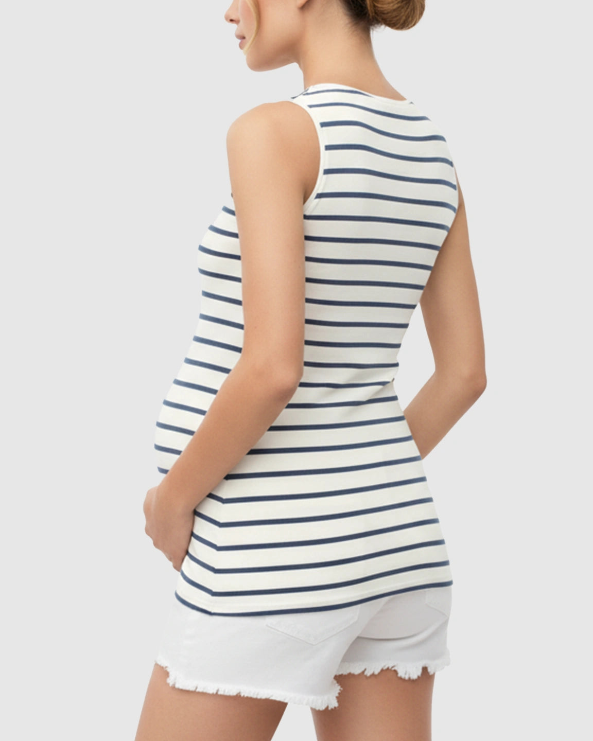 Sleeveless Striped Print Maternity & Nursing Tank Top