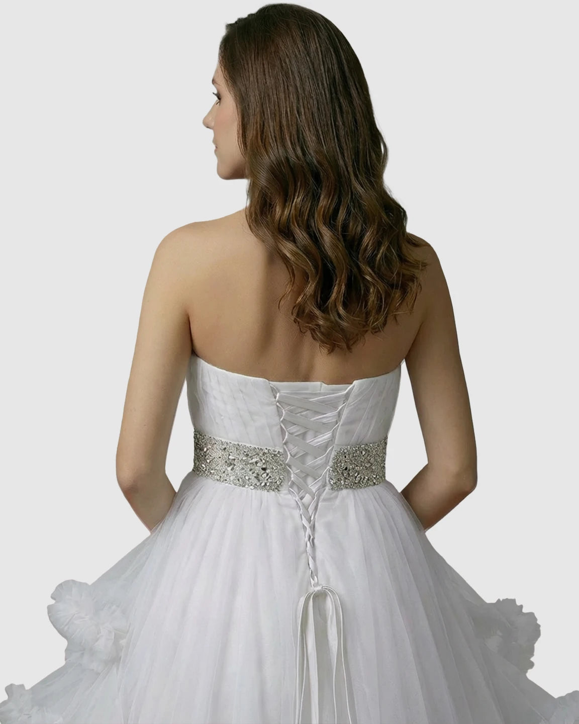 Strapless Bodice Multi-Layered Ruffled Skirt Maternity Photoshoot Dress