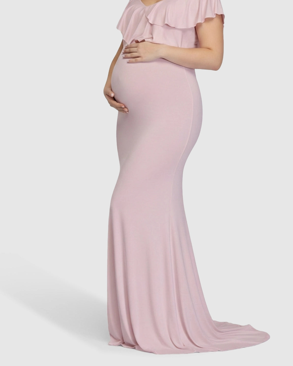 Off-Shoulder Ruffled Bodycon Maternity Maxi Dress