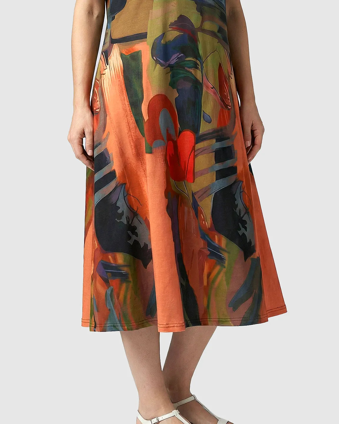 Abstract Print A-Line Maternity Midi Dress
