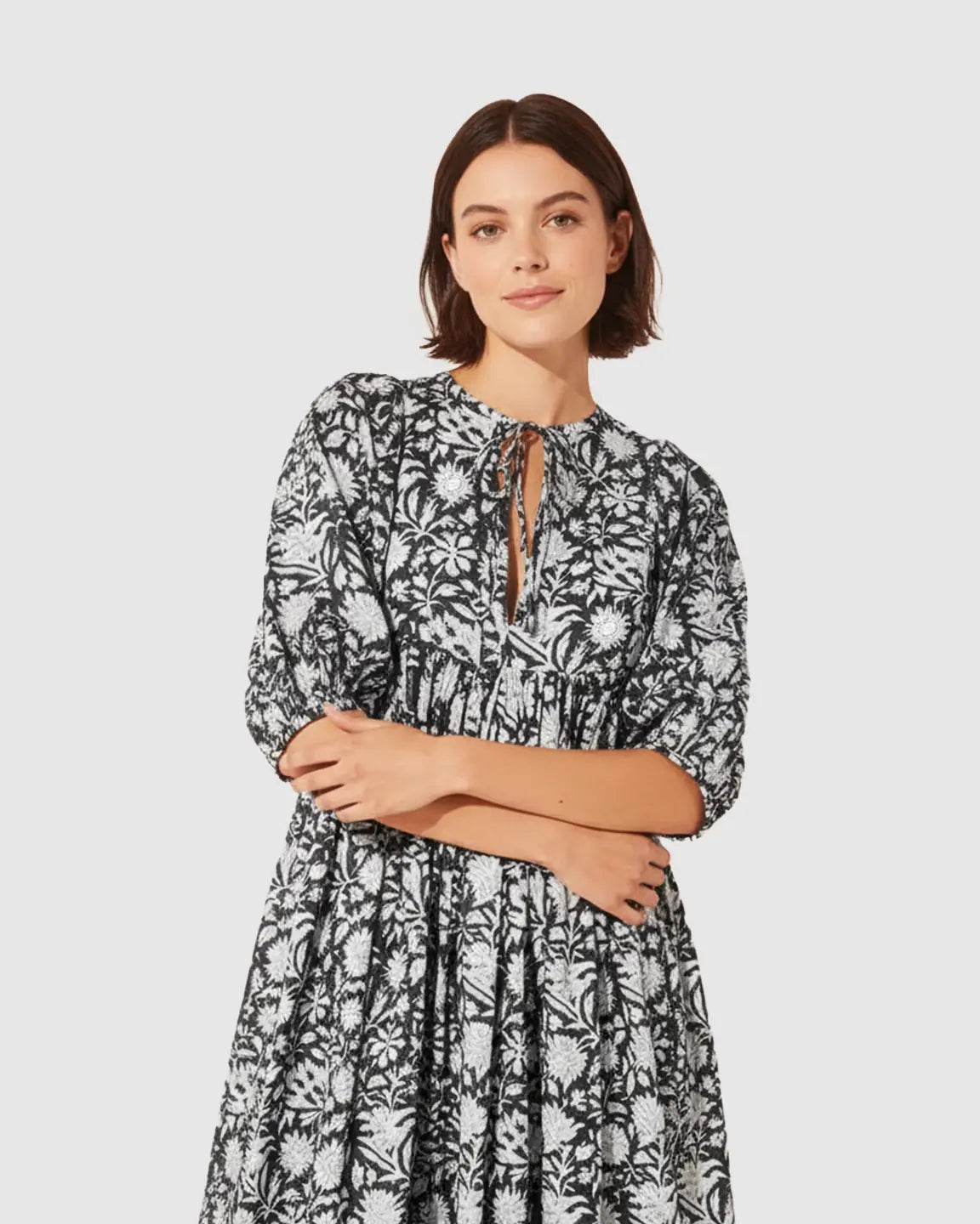 Bow Neck Relaxed Fit Maternity Midi Dress