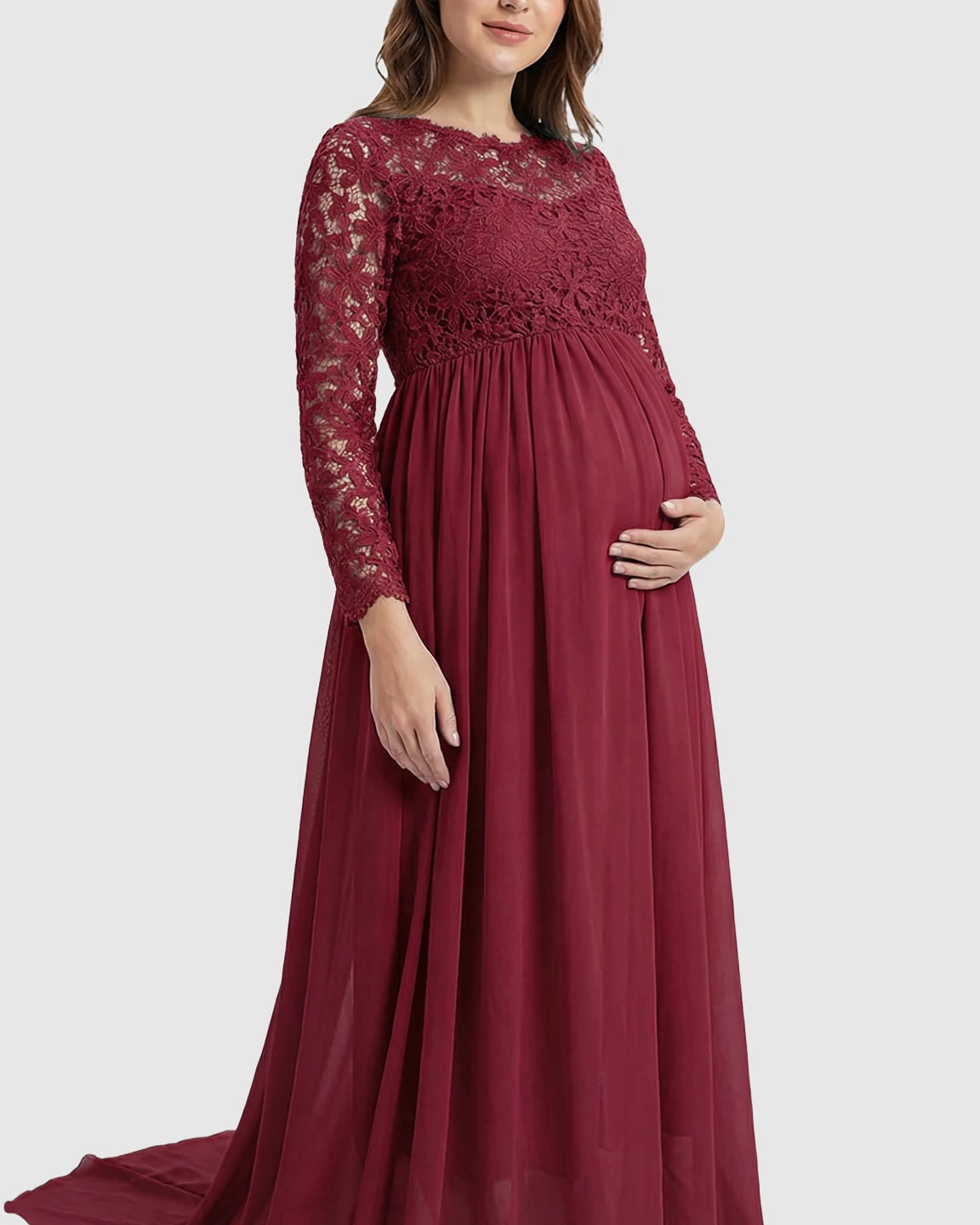 Lace Bodice Trailing Skirt Maternity Photoshoot Gown