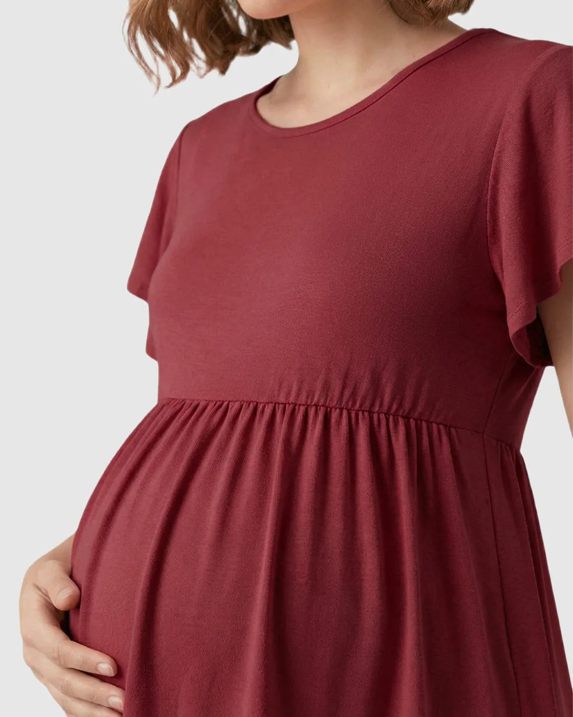 Gathered Ruffle-Sleeve Maternity