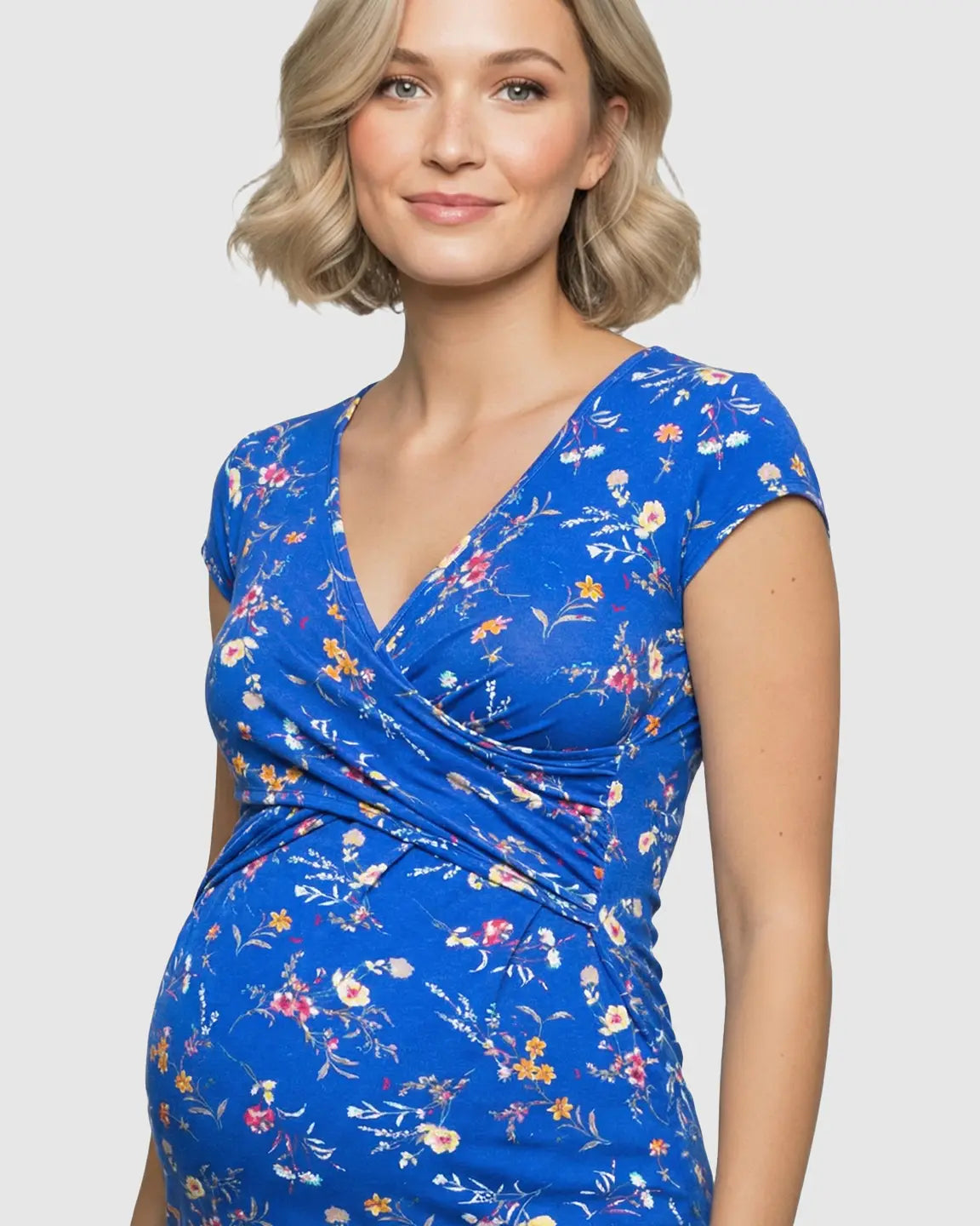 V-neck Floral Wrap Style Maternity & Nursing Top