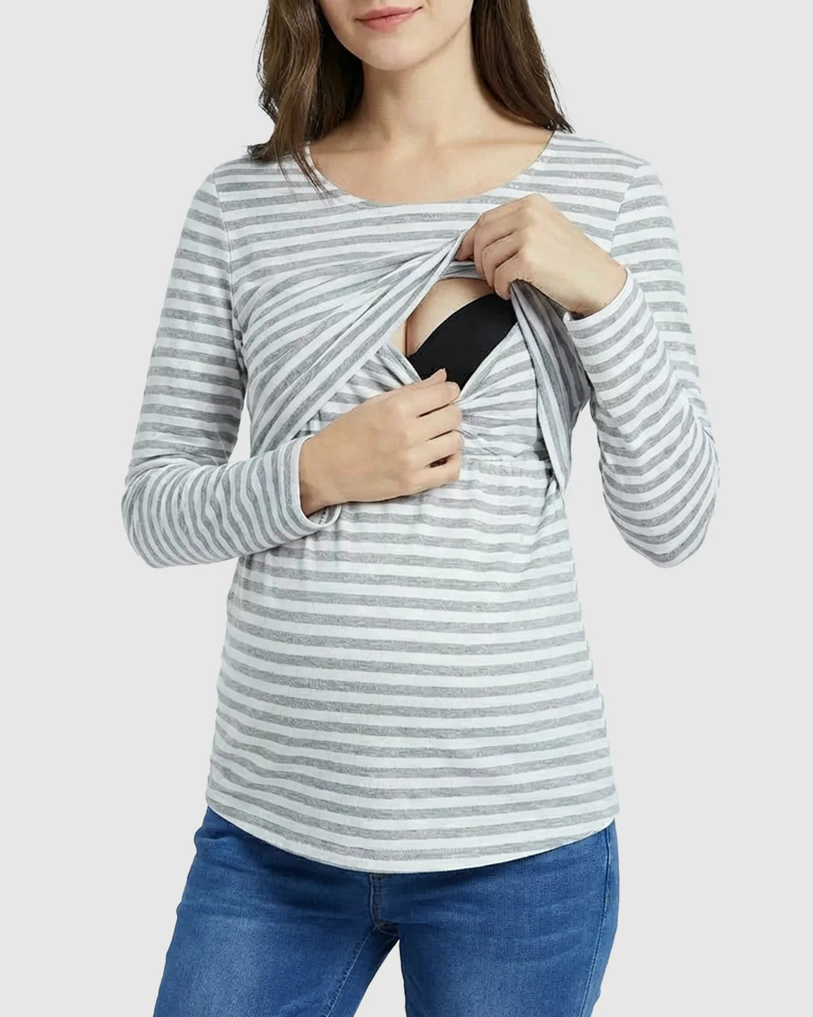 Long-Sleeve Overlap Panel Maternity & Nursing Top